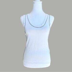 ZARA White Contrast Stitch Tank Top Size S
